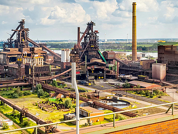 The steelworks of Arcelor Mittal on the River Weser in Bremen. 