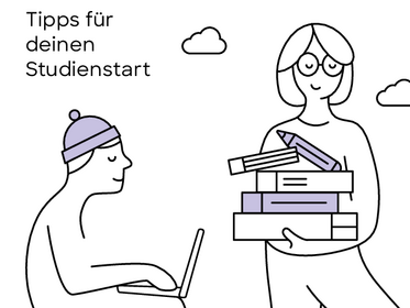 Illustration of 2 Students learning