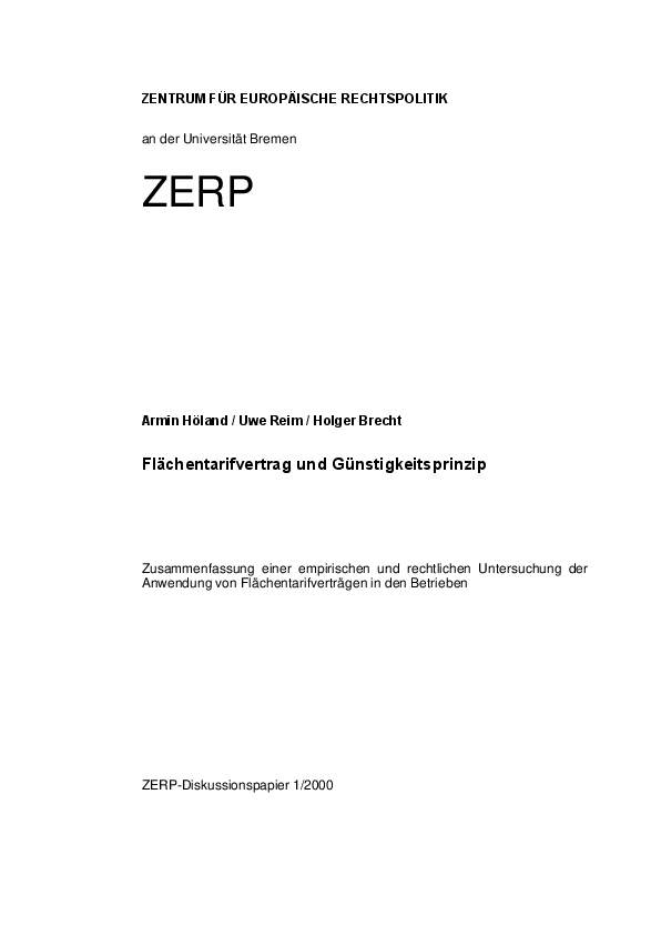 Flächentarifvertrag und Günstigkeitsprinzip