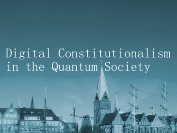 Digital Constitutionalism Workshop Flyer; gebläute Häuserreihe