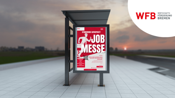 Entwurf von einem Plakat für eine Job Messe von der WFB Wirtschaftsförderung Bremen GmbH