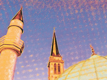 Das Bild zeigt den Ausschnitte einer Moschee.