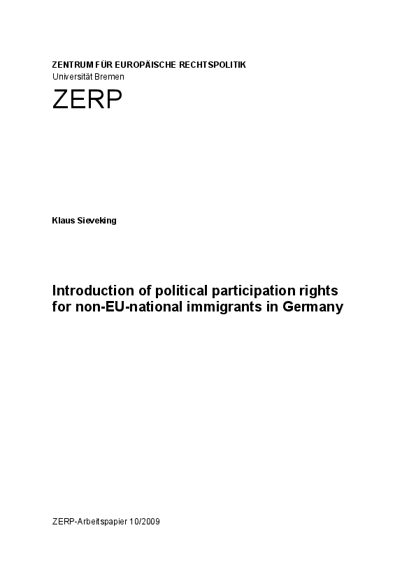 Introduction of political participation rights for non-EU-national immigrants in Germany
