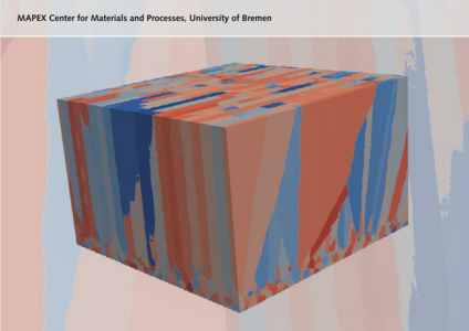 Grain structure of a titanium alloy obtained in a 3D finite-difference cellular-automata simulation of selective laser melting.