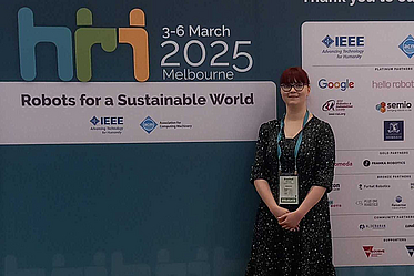 Rachel Ringe at the HRI'25 conference in Melbourne