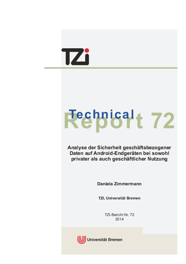 Analyse der Sicherheit geschäftsbezogener Daten auf Android-Endgeräten bei sowohl privater als auch geschäftlicher Nutzung