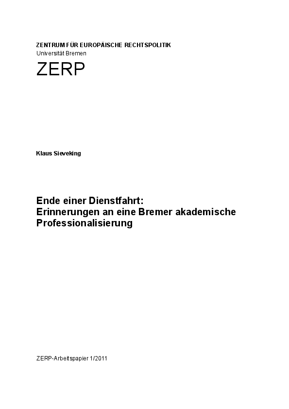 Ende einer Dienstfahrt: Erinnerungen an eine Bremer akademische Professionalisierung