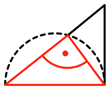 Logo der AG Didaktik: Ein rechtwinkliges Dreieck, das durch Konstruktion der Höhe über einer der Seiten in zwei weitere rechtwinklige Dreiecke aufgeteilt ist. Über einer der Katheten des Ausgangsdreiecks ist der Thaleskreis eingezeichnet und der entsprechende rechte Winkel ist markiert.