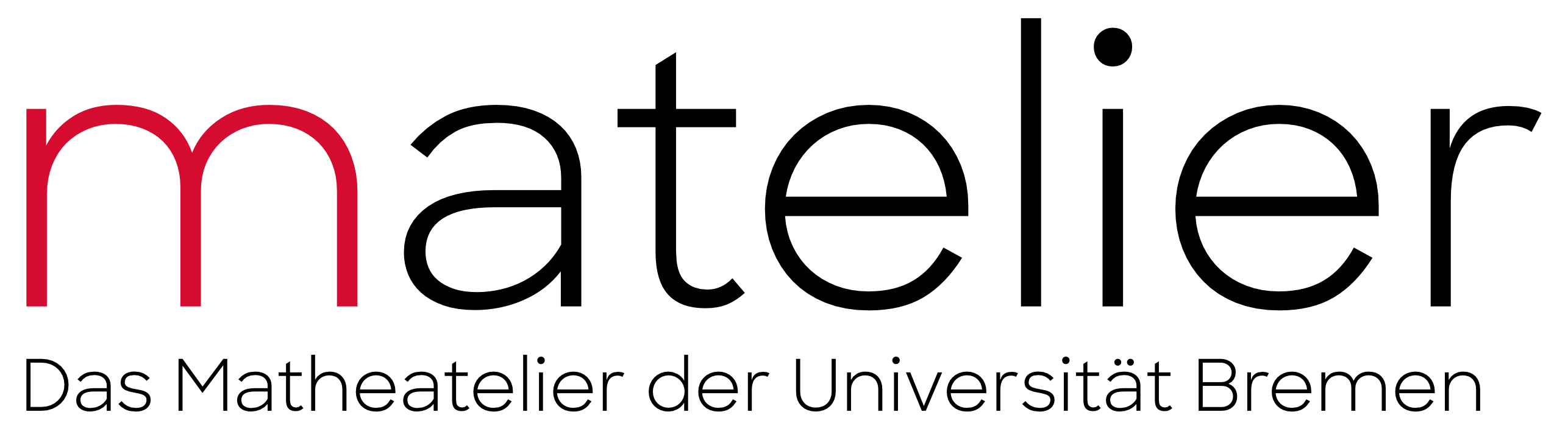 Logo des Matelier: Schriftzug "matelier", darunter kleiner "Das Matheatelier an der Universität Bremen"