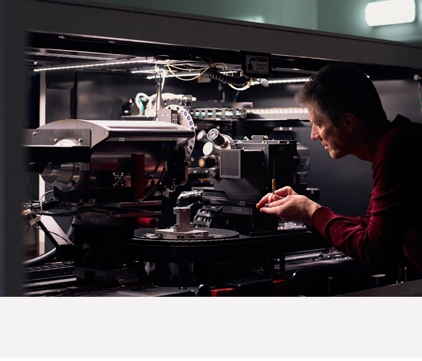 View inside cabinet of the X-ray microscope